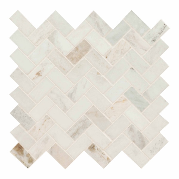 Msi Arabescato Venato White SAMPLE Herringbone Honed Marble Mosaic Tile ZOR-MD-0380-SAM - main